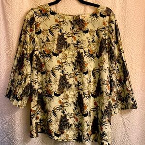 Quarter sleeve peacock dress blouse